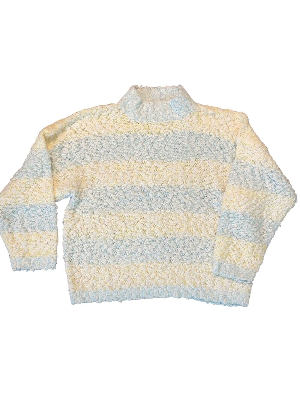 Vintage 80’s Light Blue & Yellow Knit Sweater Size Medium